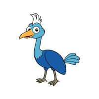 Cartoon illustration of a colorful cassowarylike bird standing vector