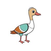 Illustration of cartoon style duck standing on a white background. Detailed outlines, vibrant colors. vector