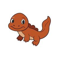 Cartoon salamander character illustration on isolated white background vector