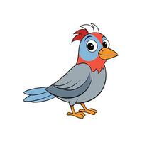 Whimsical cartoon bird character in vibrant colors stands isolated vector