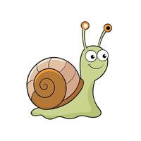 Cartoon Snail Illustration with Happy Expression on White Background vector