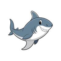 Friendly cartoon shark swimming with a smile on white vector