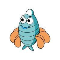 Cartoon Blue Character with Mittens Smiling on White Background vector