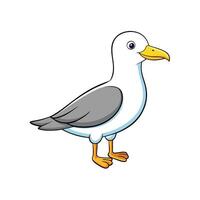 Cartoon seagull illustration isolated on white background profile view vector
