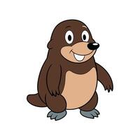 Cartoon Mole Character Standing Upright with a Cheerful Expression vector