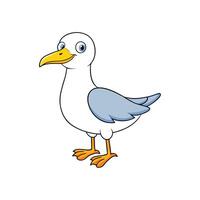 Cartoon seagull illustration with friendly smile on white background vector