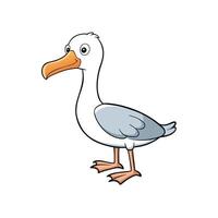 Cartoon style illustration of a friendly seagull. Isolated composition on white, for childrens media and educational materials. vector
