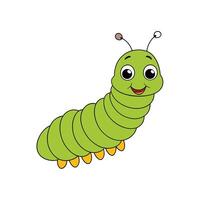 Cartoon Caterpillar Character with a happy smiling expression illustration vector