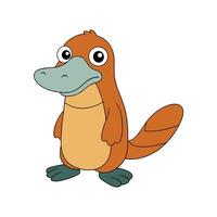 Cartoon platypus illustration standing isolated on white background vector