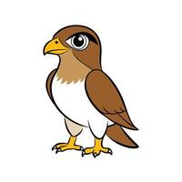 Cartoon style hawk with sharp yellow beak and claws vector
