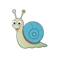 Cartoon Snail with Big Eyes isolated on white background vector