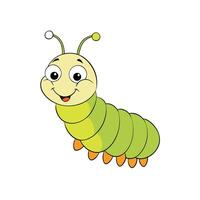 Cute smiling green caterpillar cartoon with orange feet vector
