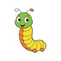 Cartoon caterpillar smiling with green head and segmented body vector