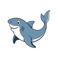 Cartoon style shark swimming with a smile on its face vector