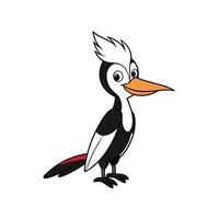 Cartoon woodpecker illustration with bright colors and bold outlines vector