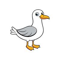 Cartoon seagull illustration standing isolated on a white background vector