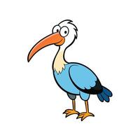 Cartoon bird with long beak isolated on white background vector