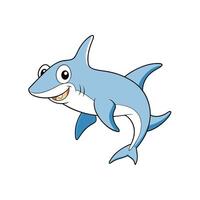 Friendly cartoon shark character smiling against a white background vector