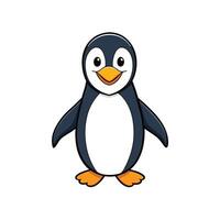 Cartoon style penguin illustration on white background, front view vector