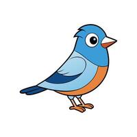 Cartoon bluebird character illustration with outlined graphic style vector