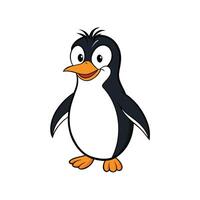 Cartoon penguin with joyful expression on a white background vector