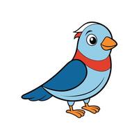 Cartoon illustration of a colorful bird with outlines vector