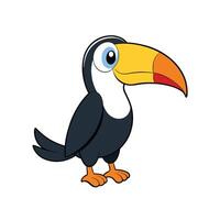 Cute cartoon toucan standing with a cheerful expression vector