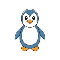Cute cartoon penguin character standing isolated on white background vector