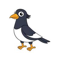 Cartoon magpie character with outlined design on a white background vector