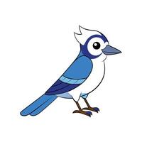 Illustration of a cartoon blue jay, featuring bold outlines and a vibrant color palette. vector