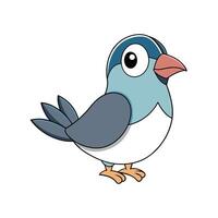 Cartoon bird illustration in blue and white color scheme vector