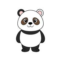 Cute cartoon panda bear standing straight on white background vector