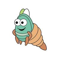Smiling hermit crab cartoon character with a spiraled shell vector