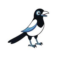 Cartoon illustration of magpie bird with its beak open vector