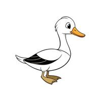 Cartoon white duck with orange beak standing sideways view vector