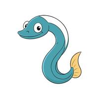 Cartoon eel illustration with playful expression on white background vector