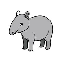 Cartoon Tapir Illustration in Gray Scale with Black Outlines vector