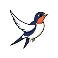 Cartoon swallow bird in flight with blue and orange plumage vector