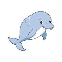 Cartoon dolphin illustration smiling cheerfully with a playful expression vector