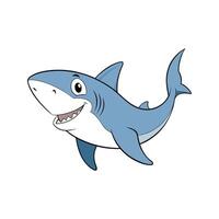 Cartoon Shark Character Smiling with Blue and White Color vector