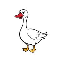 Cartoon goose with red beak standing isolated on white vector
