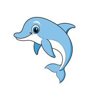 Cartoon dolphin in a playful pose on white background vector
