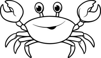 Fun illustration of a cheerful crab with big eyes and wide claws, perfect for coloring page and children's art projects by the seaside vector