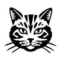 Illustration of a stylized cat face featuring bold lines and a symmetrical design, ideal for art projects and tattoo vector