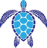 Creative illustration of a blue sea turtle featuring geometric patterns, representing marine life and ocean conservation efforts vector