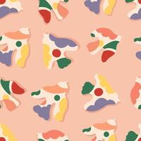 A pattern with colorful shapes on a pink background vector