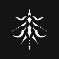 A black and white logo with a stylized design vector
