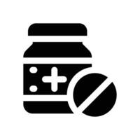 pill bottle glyph icon. Strong and solid icon for websites and mobile apps. vector