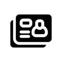 business card glyph icon. Strong and solid icon for websites, mobile interfaces, presentations, and visual branding. High quality and easy to edit. vector