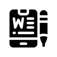 content writing glyph icon. Strong and solid icon for websites and mobile apps. vector